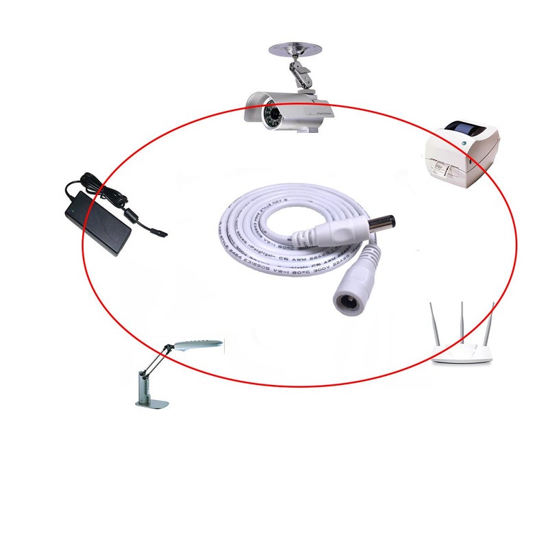 HUALAND 2PCS 3.28 ft White 5.5mm x 2.1mm DC Plug Extension Cable for Power Adapter, 12v dc Extension 5.5mm x 2.1mm Extension 22AWG - Image 5